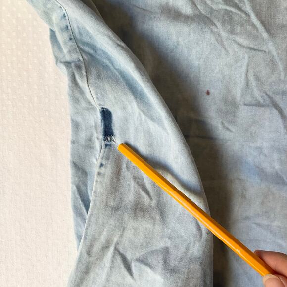 Speed Control Women Denim Shirt Dress size 2X Blue Half Button Down 3/4 Sleeve - Picture 12 of 14